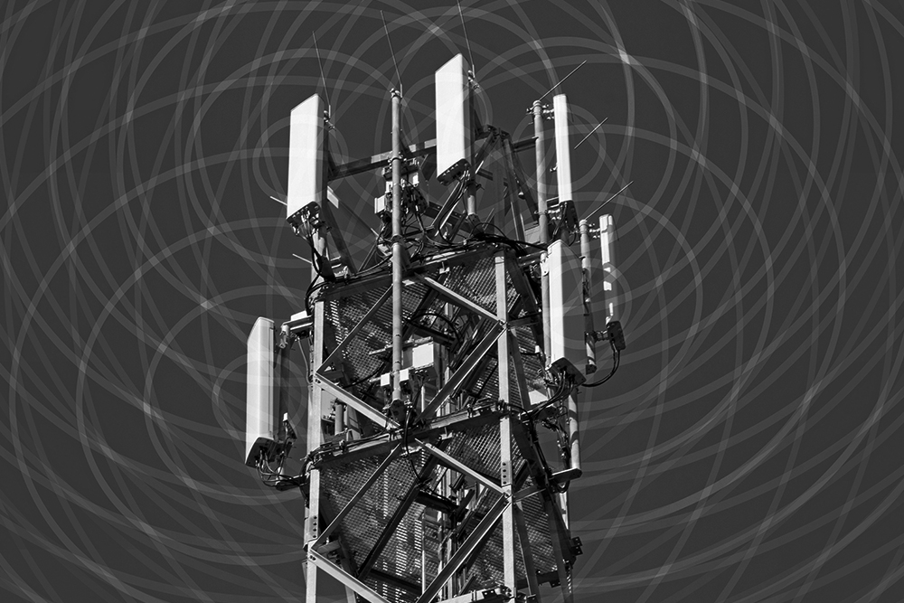 radio masts emitting frequencies